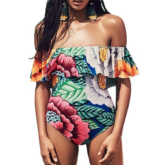 JUST IN! Geometric off shoulder one piece - Picture 6 of 7